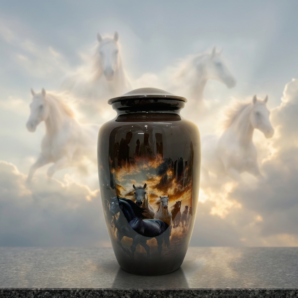 Horses in the Clouds Cremation Urn