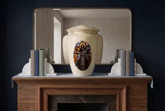 Jesus Stained Glass Cremation Urn